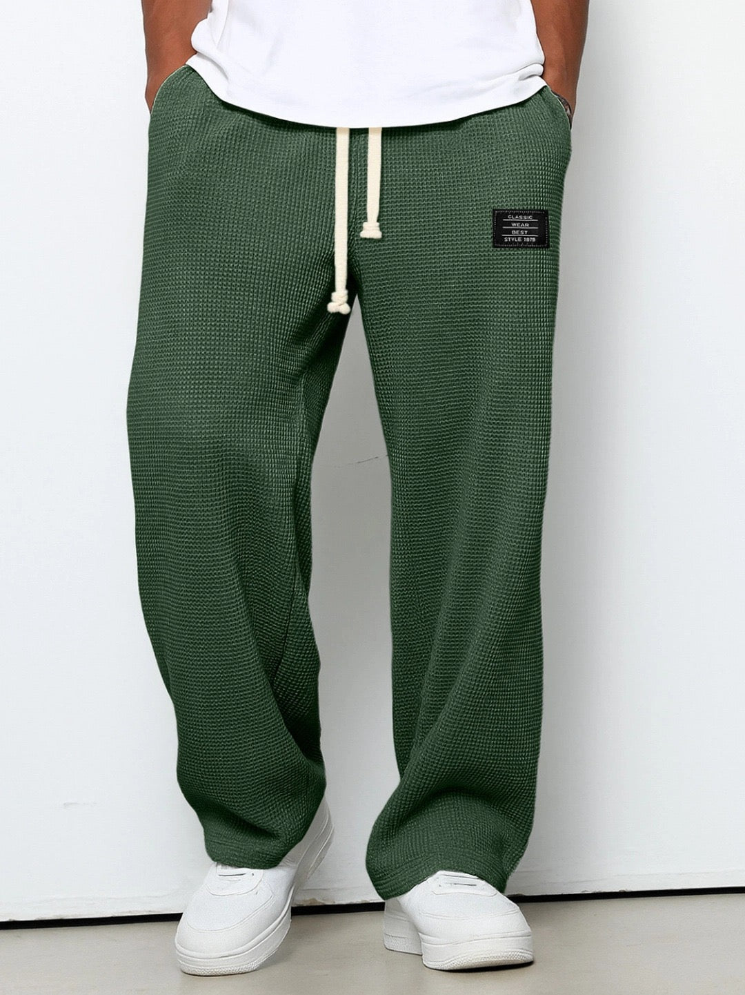 Jogginghose Herren mit strukturiertem Lounge Stil - dunkel-grün