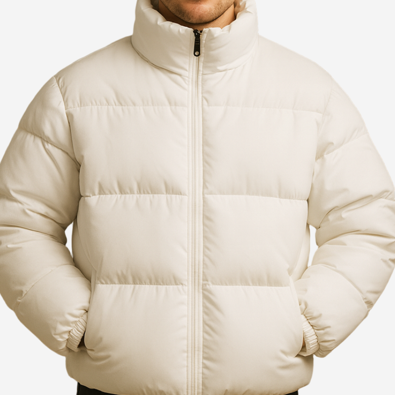 Herren Pufferjacke mit gewattetem Design - weiß