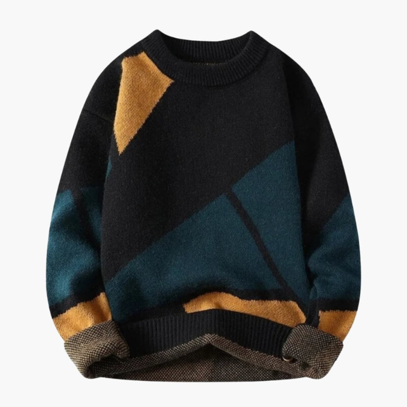 Herren Strickpullover mit Mustermotiv - schwarz