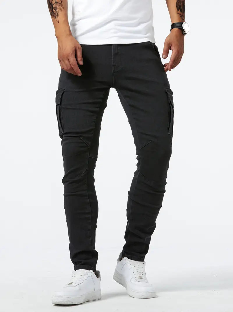 Cargohose Herren mit schmalem Schnitt - schwarz