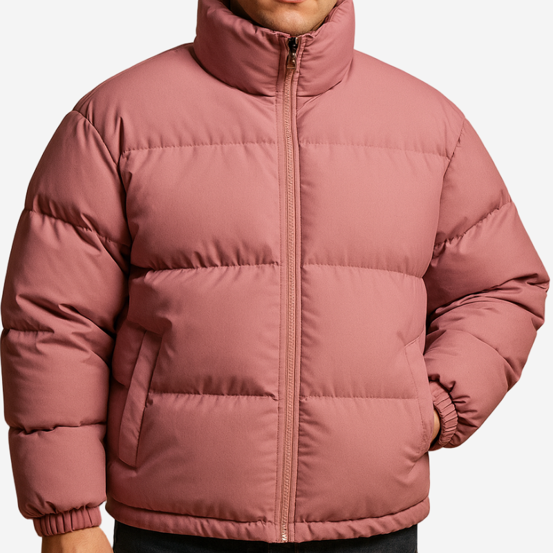 Herren Pufferjacke mit gewattetem Design - rosa