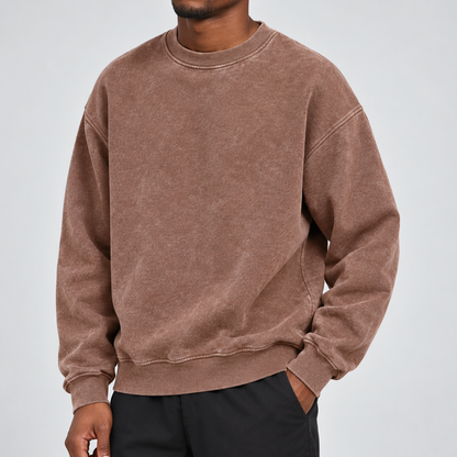 Herren Oversize Pullover mit Rundhalsausschnitt - khaki