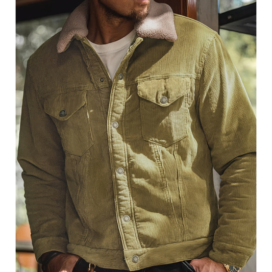 Jacke Herren aus Cord im Vintage Design - grün