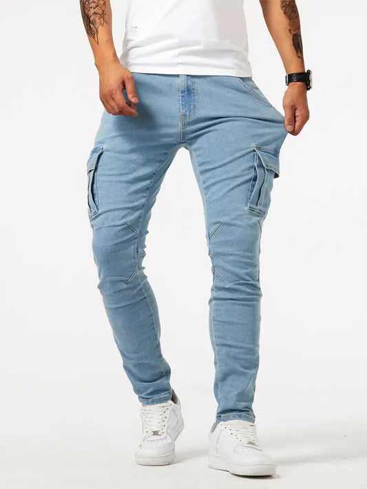 Cargohose Herren mit schmalem Schnitt - blau
