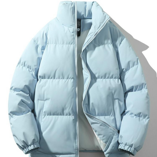 Herren Winterjacke mit Stehkragen und Polsterung - hellblau