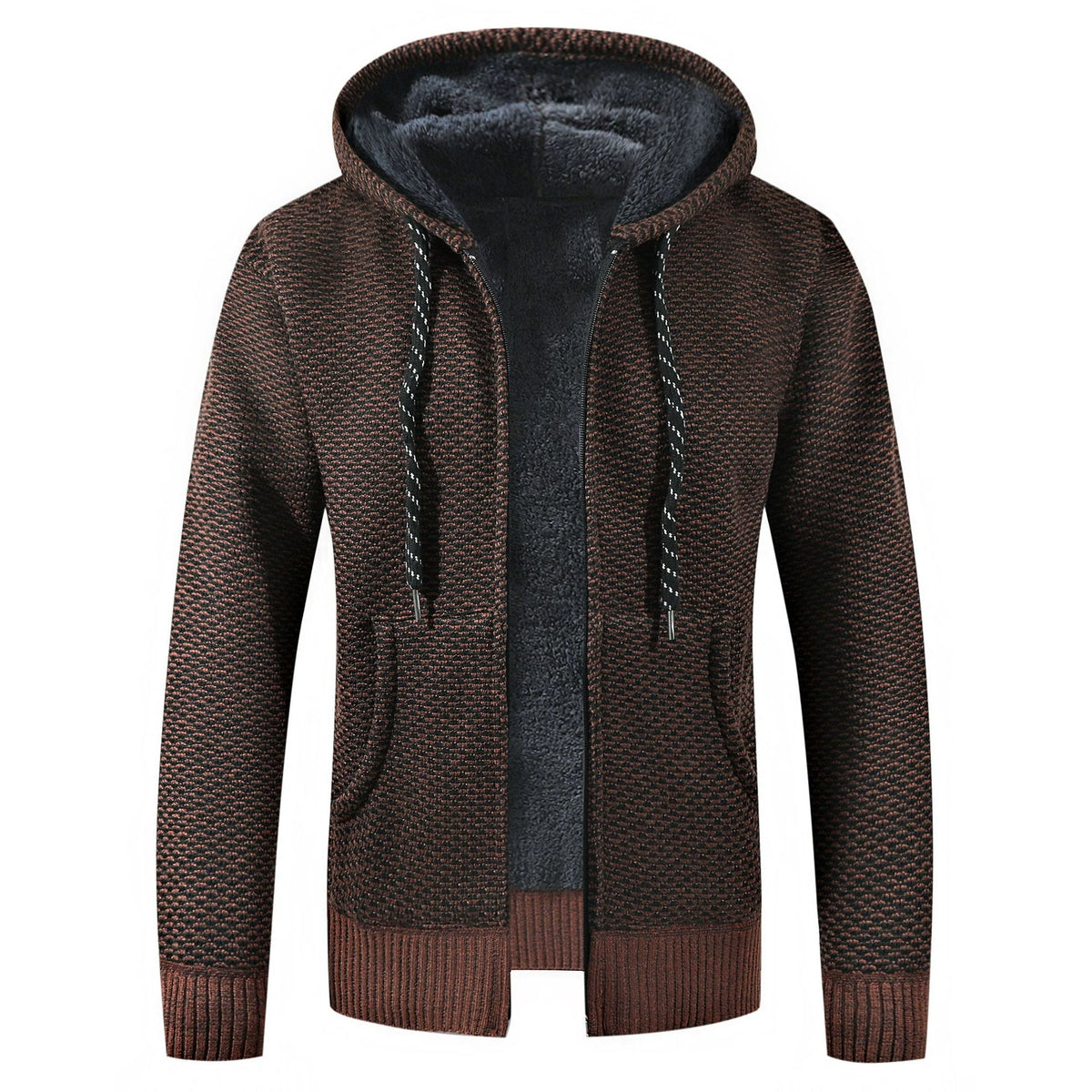 Herren Winterjacke mit Kapuze - braun