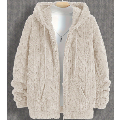 Winterjacke Herren im Cardigan-Design mit Kapuze - milch