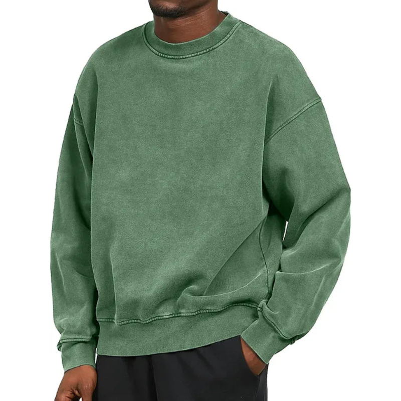 Herren Oversize Pullover mit Rundhalsausschnitt - grün