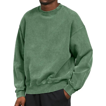 Herren Oversize Pullover mit Rundhalsausschnitt - grün