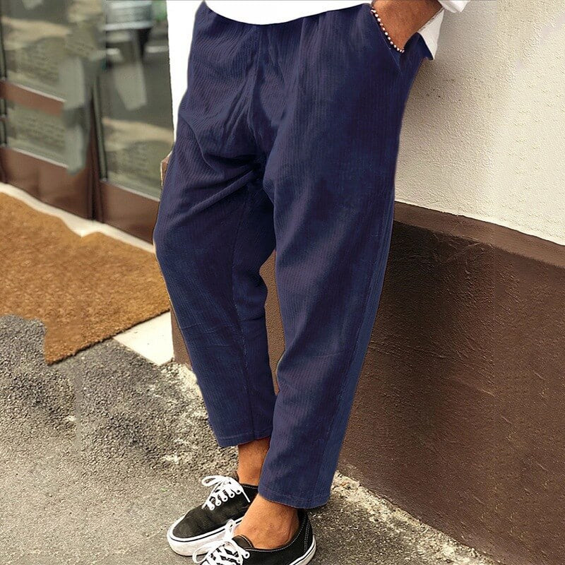 Cordhose Herren mit lockerem Schnitt - blau