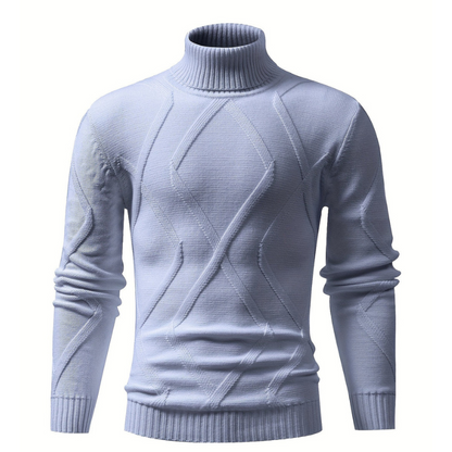 Herren Rollkragenpullover mit Rippstruktur - silber-grau