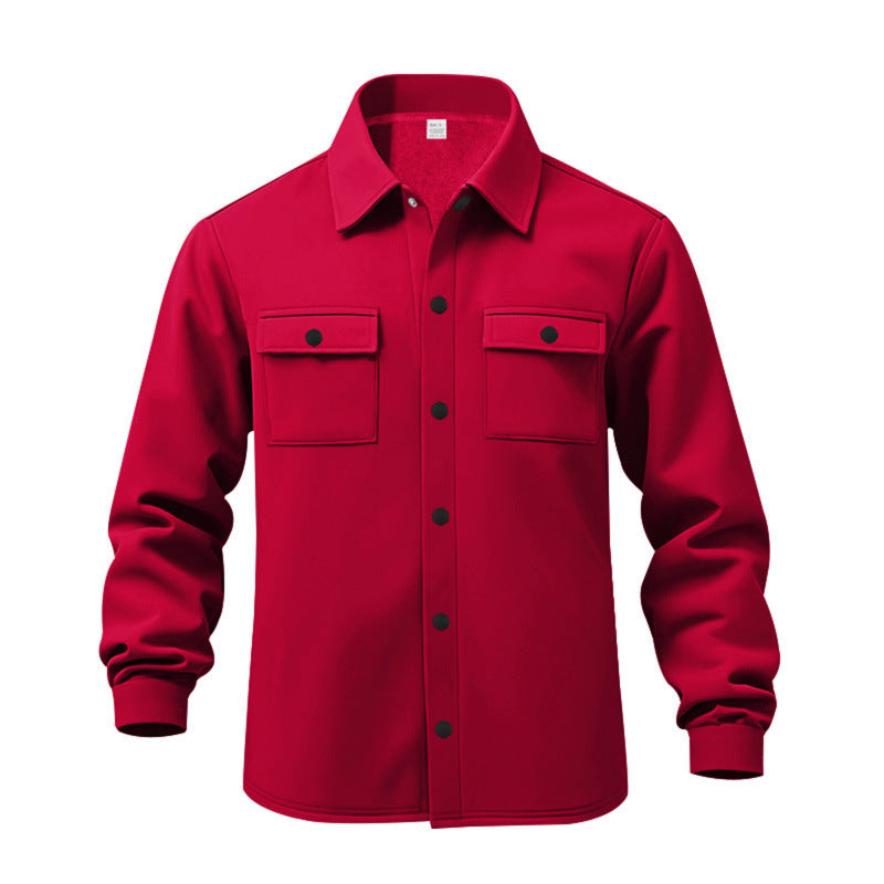 Herren Langarmhemd im Utility-Stil mit Taschen - rot