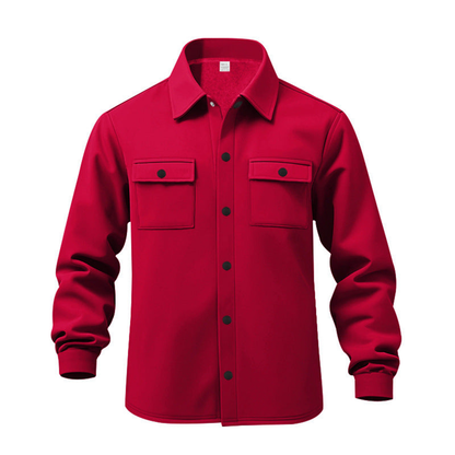 Herren Langarmhemd im Utility-Stil mit Taschen - rot