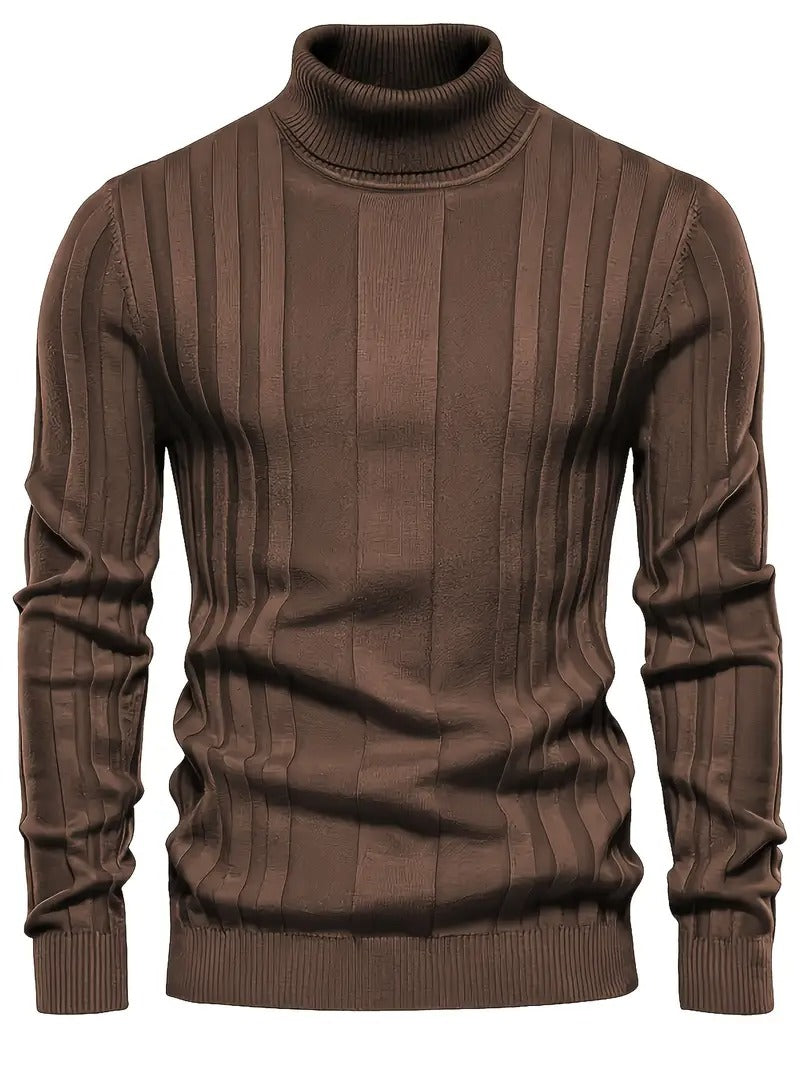 Herren Rollkragenpullover mit langen Ärmeln - kaffee