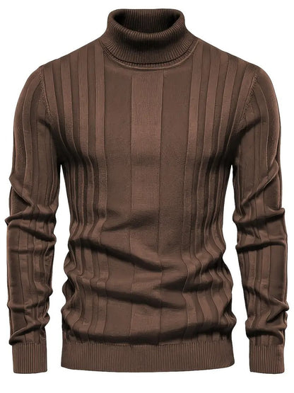 Herren Rollkragenpullover mit langen Ärmeln - kaffee