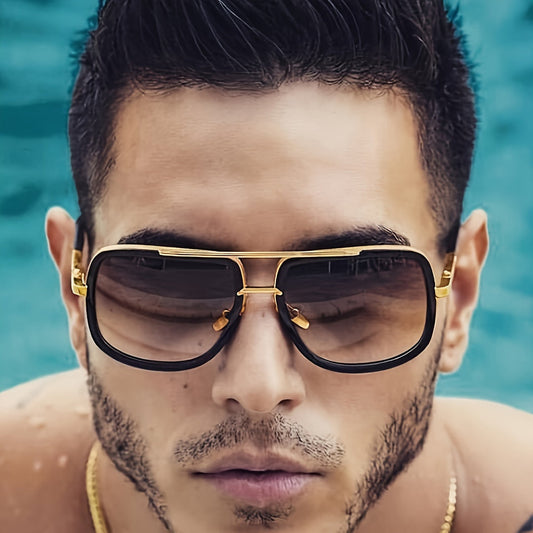 Herren Sonnenbrille mit doppeltem Steg - schwarz-gold
