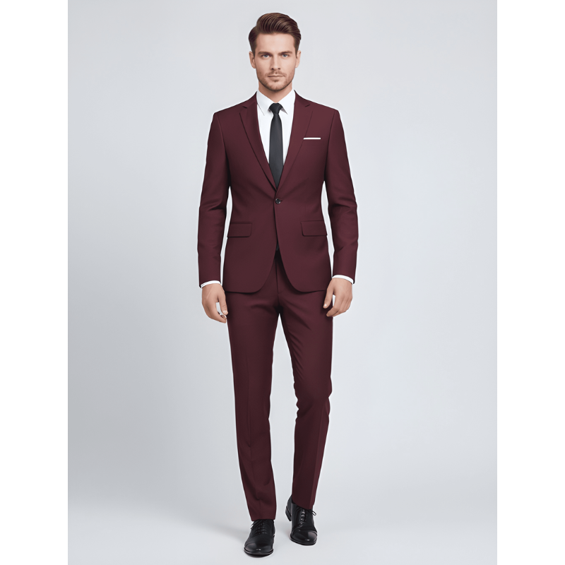 Herren Set Moderner Zweiteiler Anzug - rot