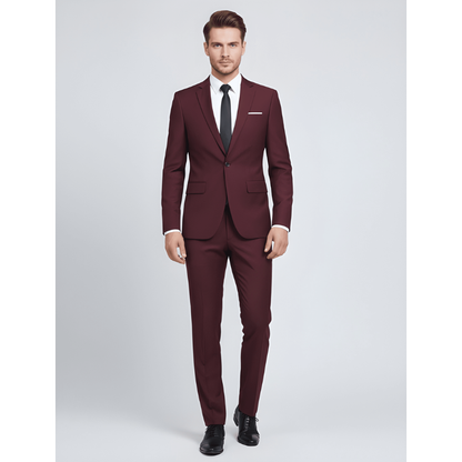 Herren Set Moderner Zweiteiler Anzug - rot