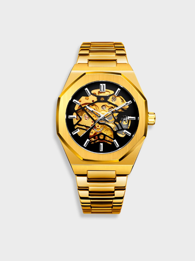 Herren Uhr mit analoger Anzeige im Chronographen Stil - gold
