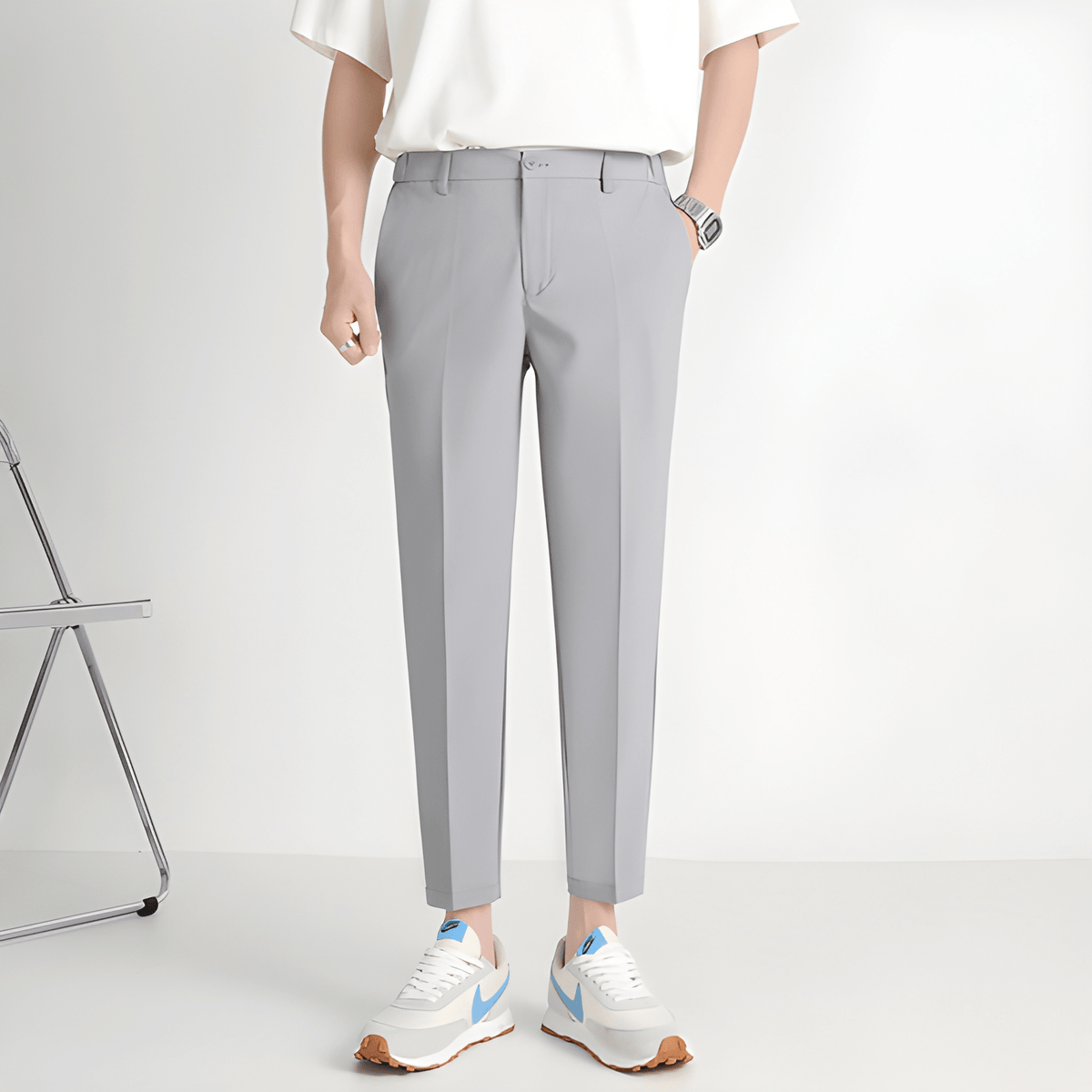 Herren Hose mit Straight Passform - grau