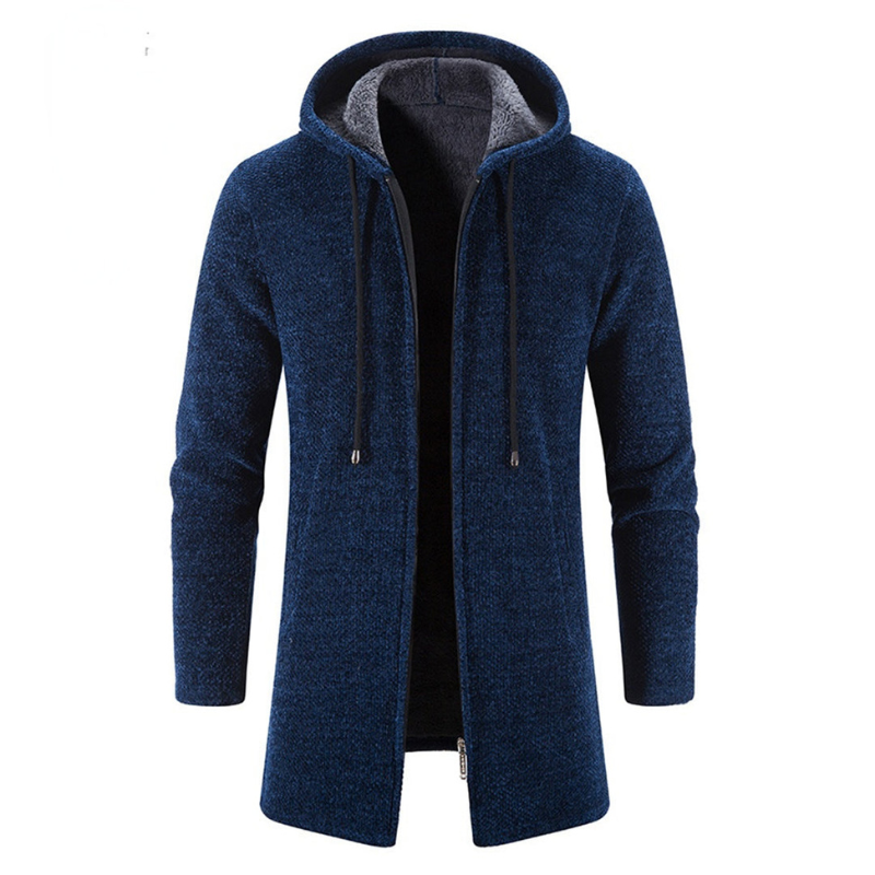 Herren Winterjacke mit Kapuze im Outdoor-Look - blau