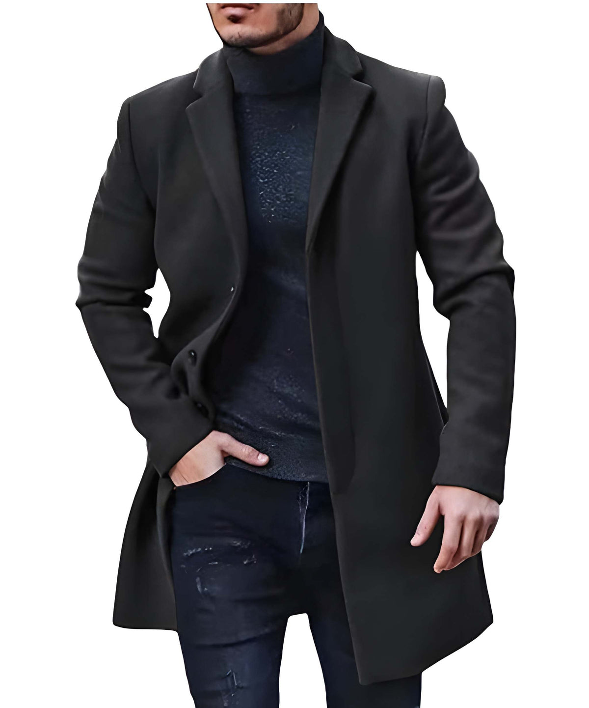 Herren Mantel im klassischen Look - schwarz