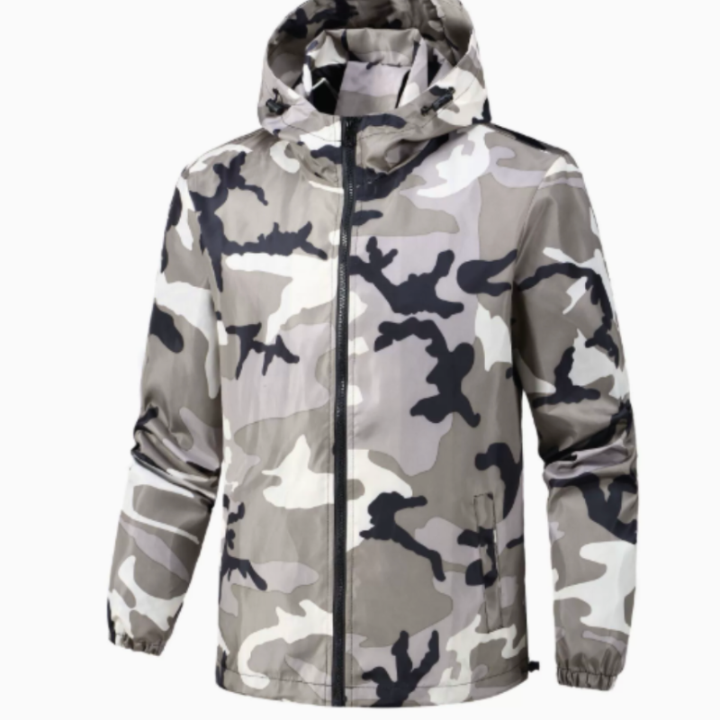 Herren Winterjacke mit Kapuze und Langarm - camouflage-khaki