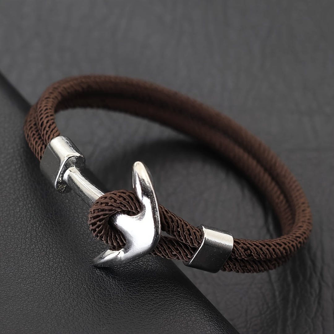 Herren Armband mit Ankerdesign und Verschluss - braun