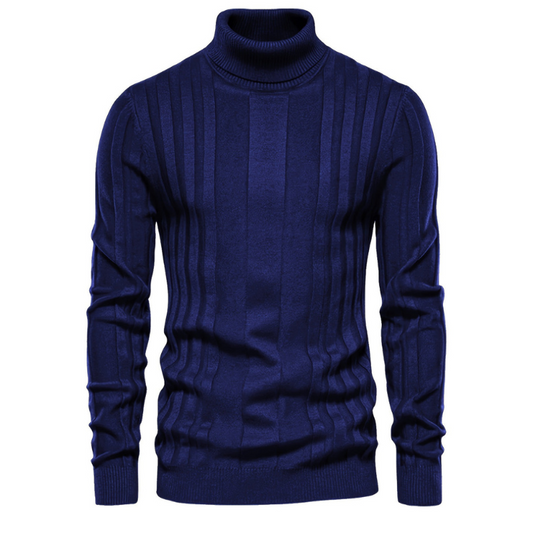Herren Rollkragenpullover mit langen Ärmeln - blau