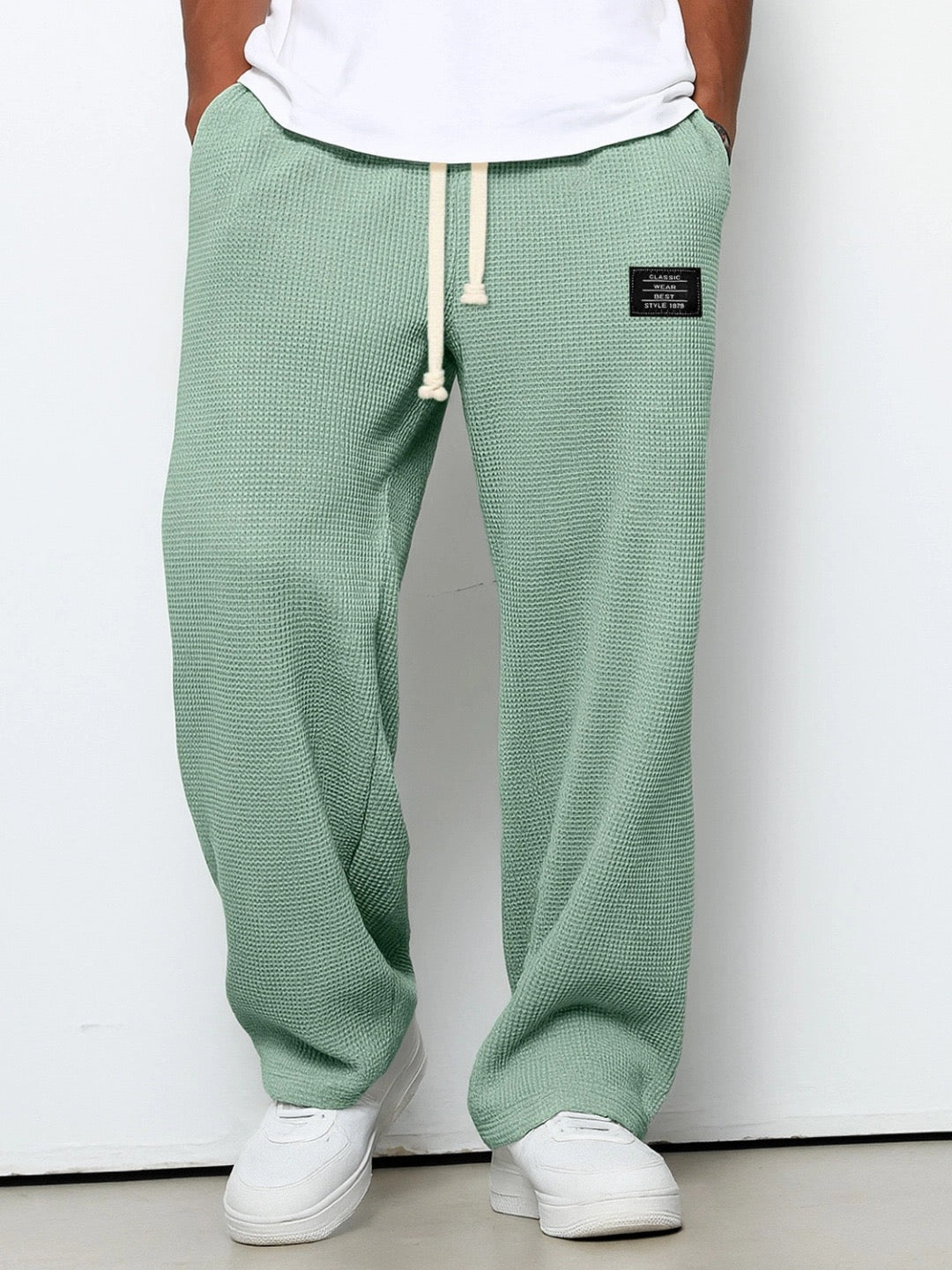 Jogginghose Herren mit strukturiertem Lounge Stil - grün