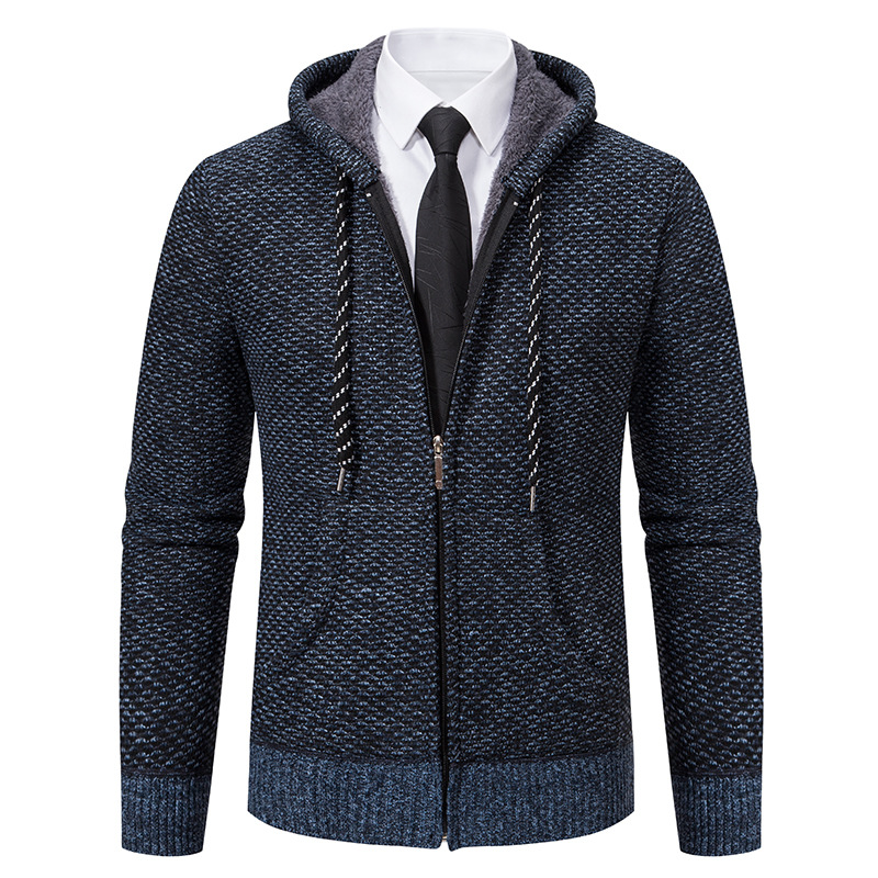 Herren Winterjacke mit Kapuze - blau