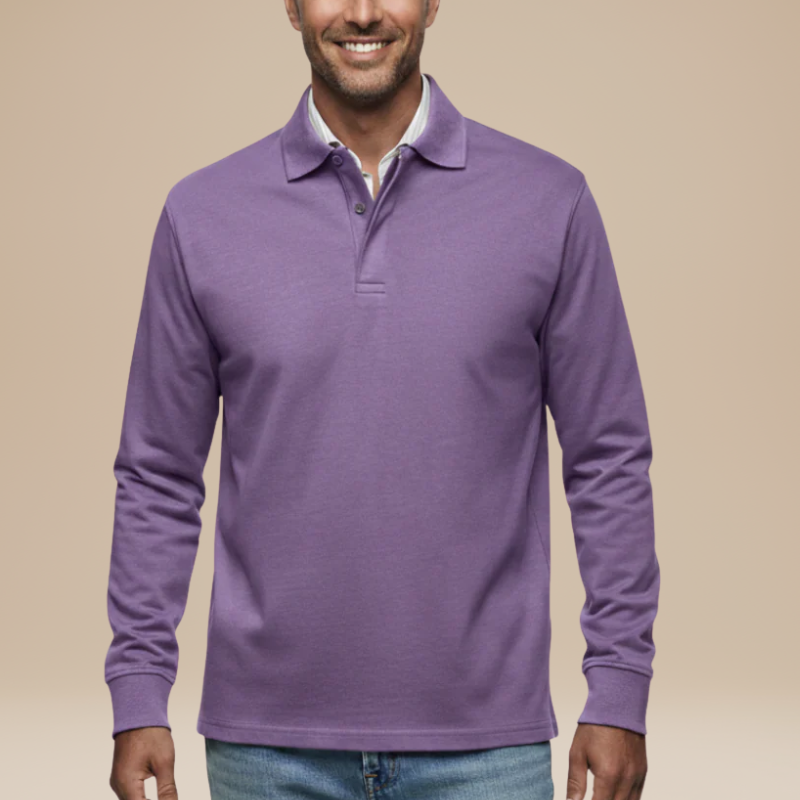 Polo Herren mit langen Ärmeln - violett