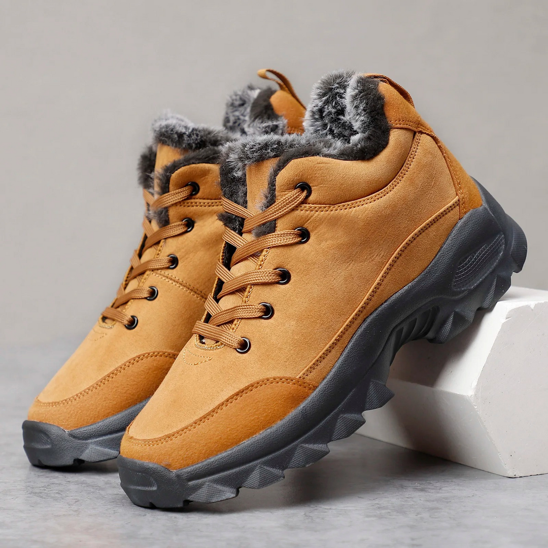 Winterstiefel Herren mit Fleecefutter und Antirutschsohle - braun