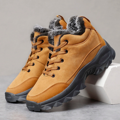 Winterstiefel Herren mit Fleecefutter und Antirutschsohle - braun