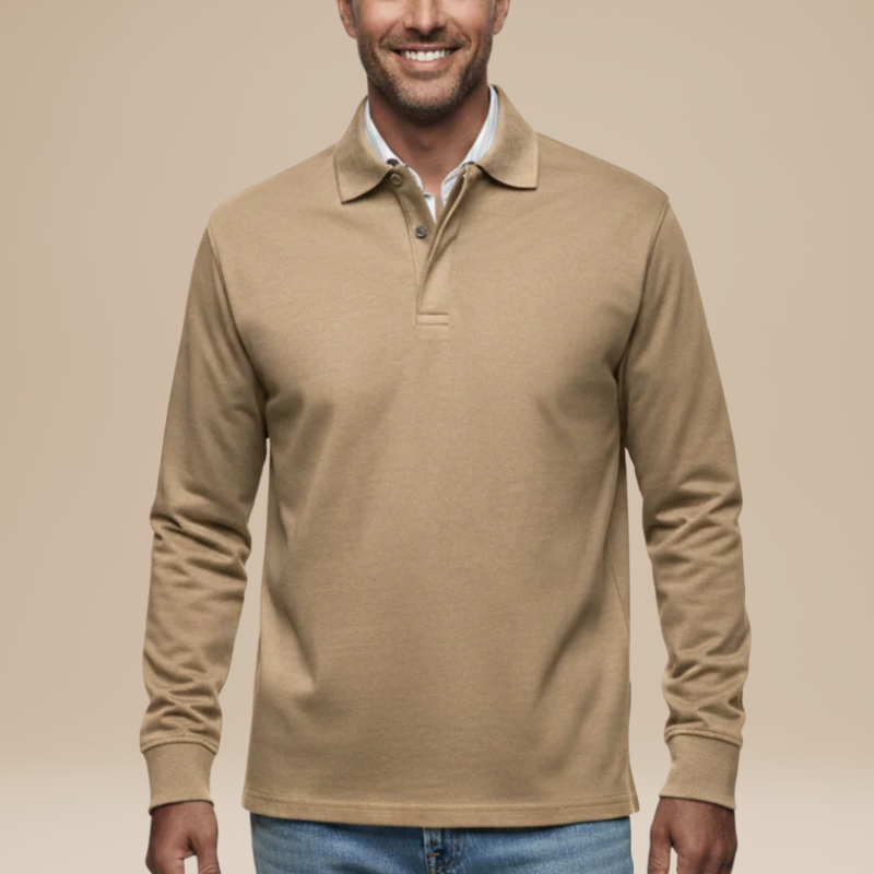 Polo Herren mit langen Ärmeln - khaki