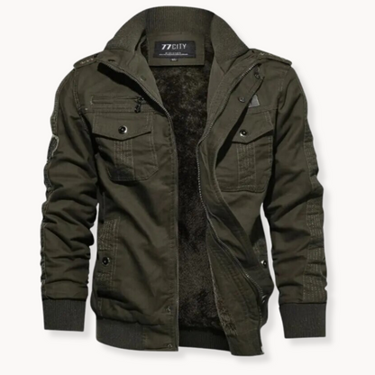 Herren Winterjacke aus Baumwolle mit Samtfutter - grün