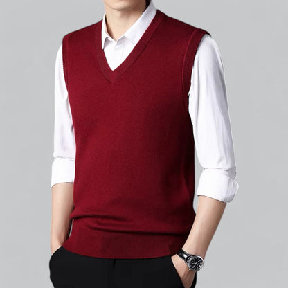 Pullover Herren mit V-Ausschnitt Regular Fit - rot