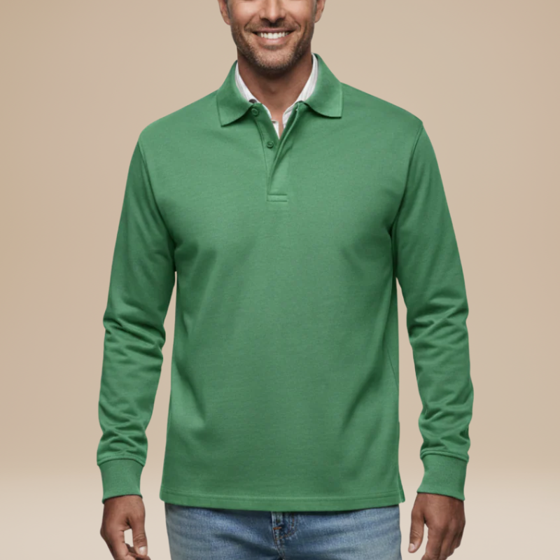 Polo Herren mit langen Ärmeln - grün