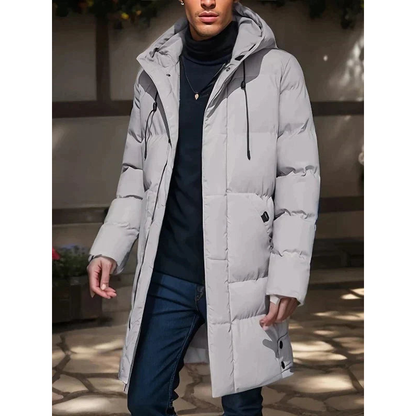 Herren Winterjacke Parka mit langer Kapuze - grau