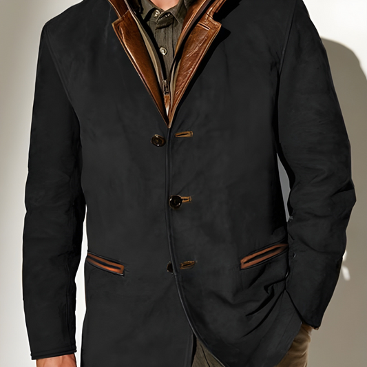 Herren Winterjacke im klassischen Blazer-Stil - schwarz