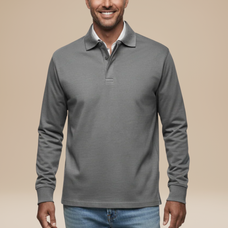 Polo Herren mit langen Ärmeln - grau