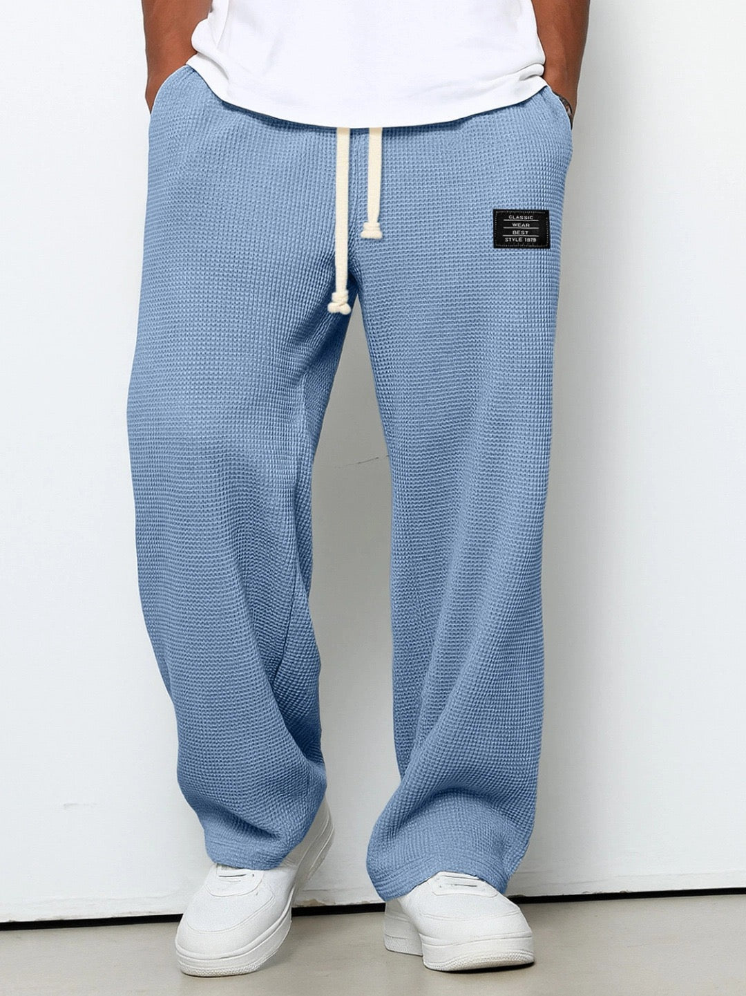 Jogginghose Herren mit strukturiertem Lounge Stil - himmelblau