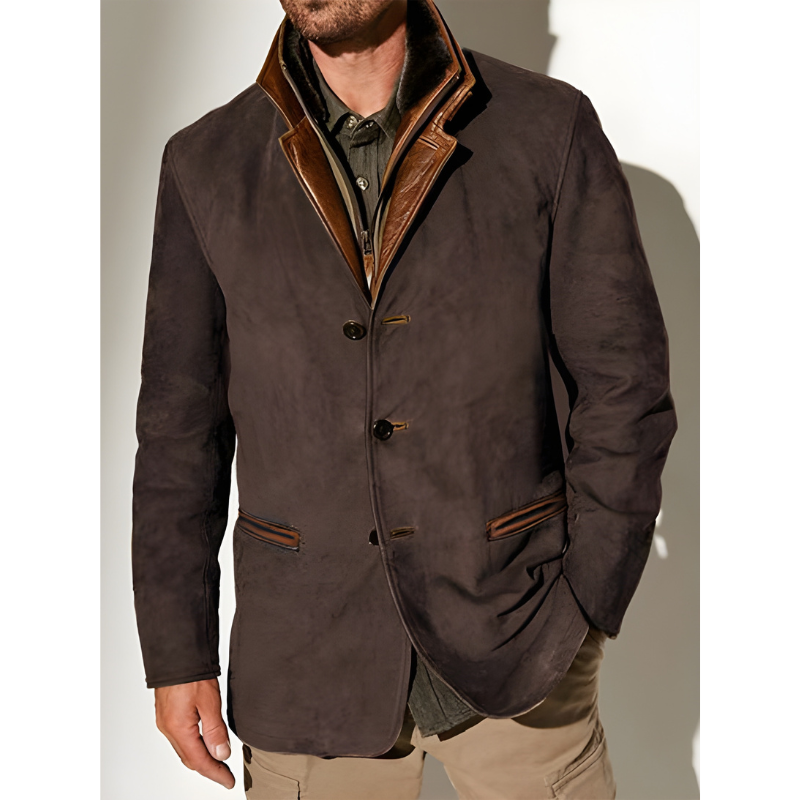 Herren Winterjacke im klassischen Blazer-Stil - kaffee