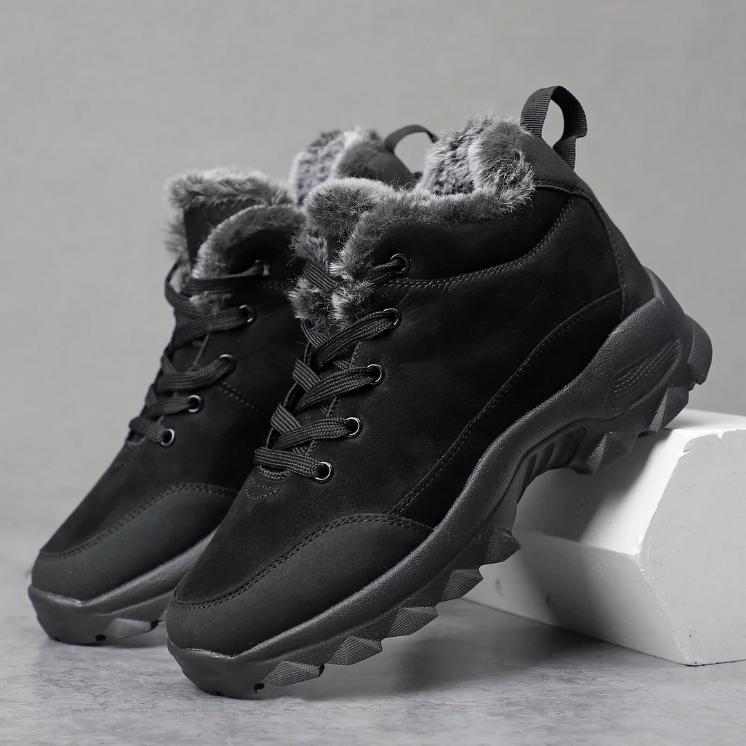 Winterstiefel Herren mit Fleecefutter und Antirutschsohle - schwarz