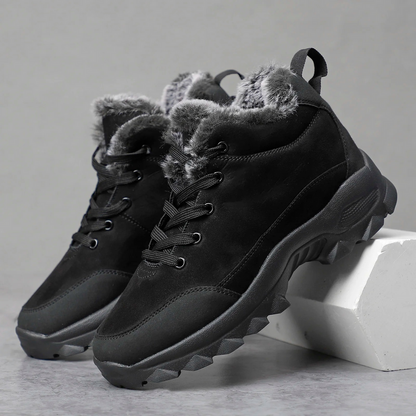 Winterstiefel Herren mit Fleecefutter und Antirutschsohle - schwarz