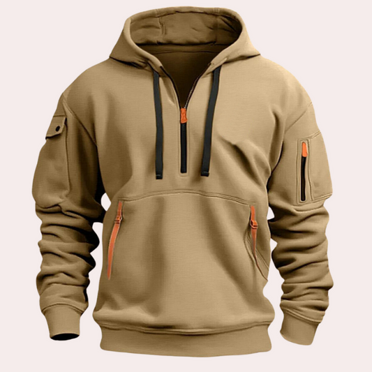 Herren Pullover mit Reißverschluss im Casual Look - khaki