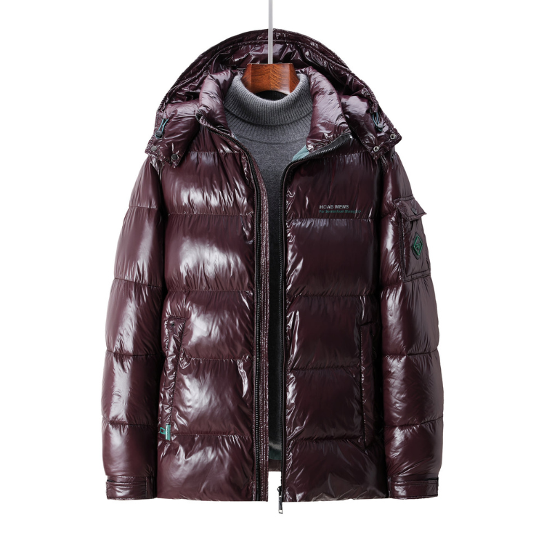Winterjacke Herren gefüttert mit Kapuze - rot