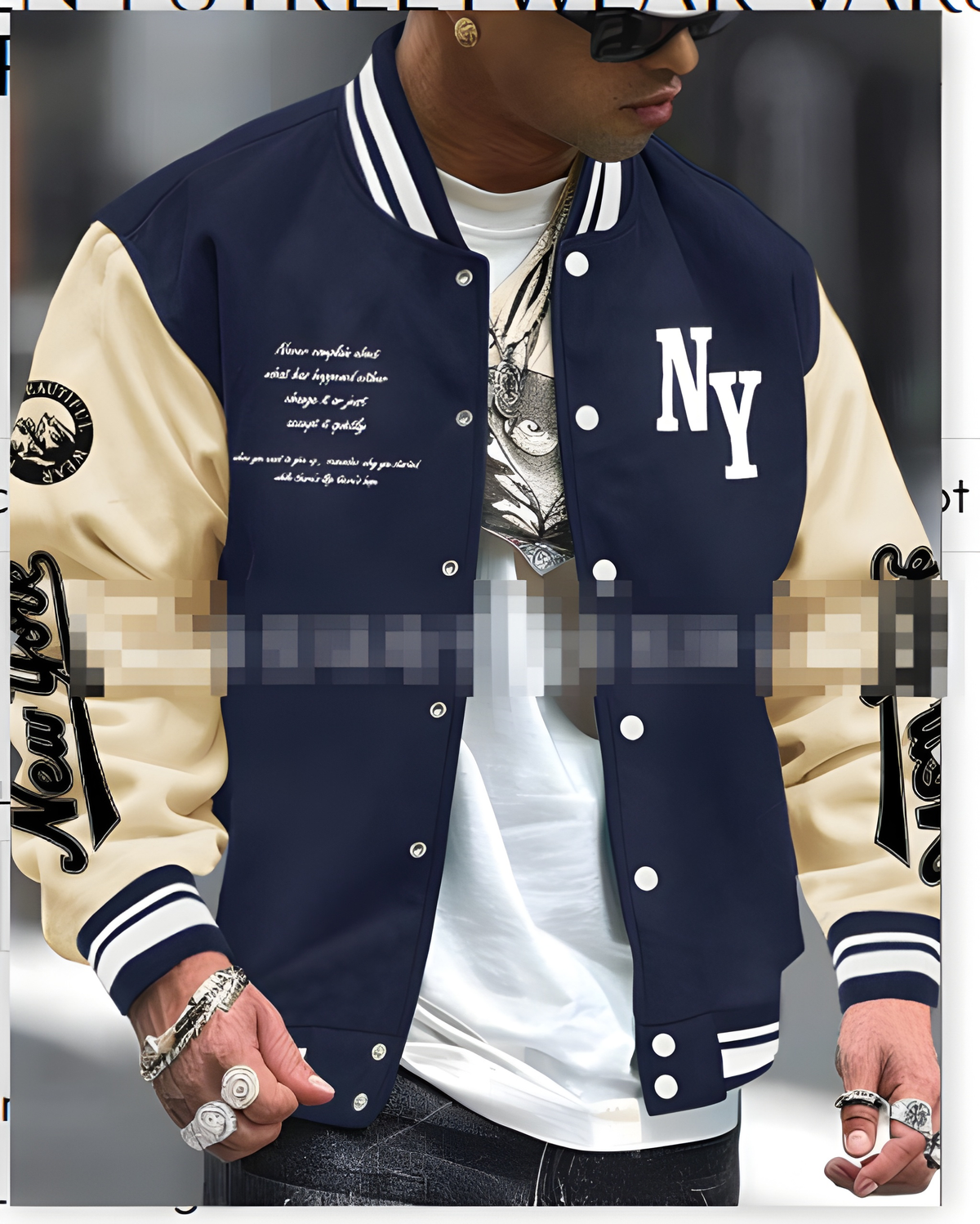 Varsity Jacke Herren im Streetwear Stil - apricot