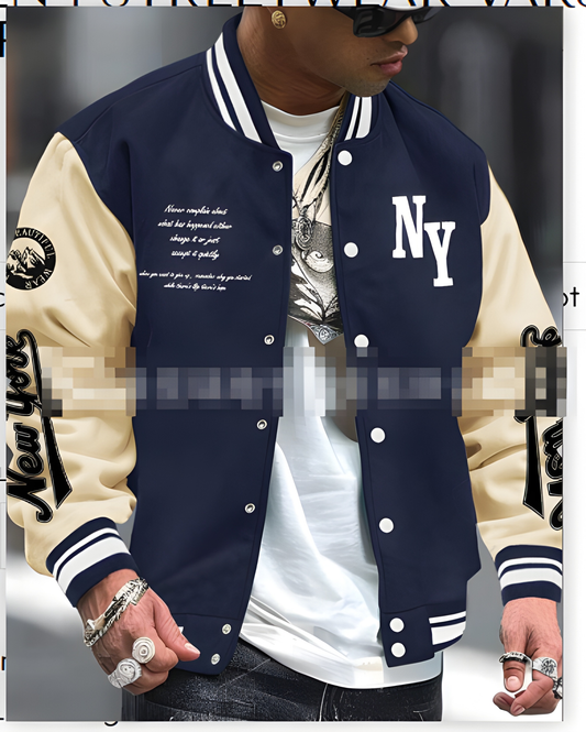 Varsity Jacke Herren im Streetwear Stil - apricot