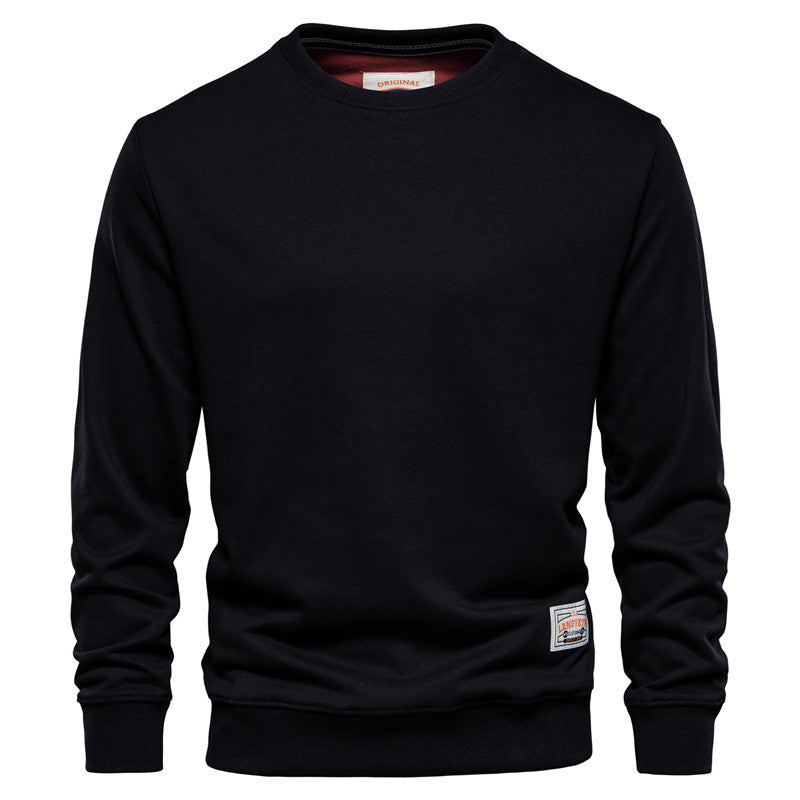 Herren Sweatshirt mit Rundhalsausschnitt aus Polyester - schwarz